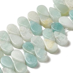 Flower Amazonite Natural Flower Amazonite Beads Strands, Teardrop, Top Drilled, 9~10x5~5.5x3.5~4mm, Hole: 0.7mm, about 40~48pcs/strand, 7.09~7.28''(18~18.5cm).