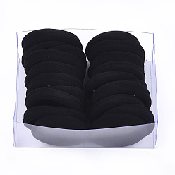 Black Girls Hair Accessories, Ponytail Holder, Elastic Hair Ties, Black, 38~40x11~12mm, 12pcs/box, box: 12.7x9.8x4.5cm