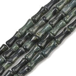 Kambaba Jaspe Cuentas de jaspe kambaba natural, conjunta de bambú, 12x5 mm, agujero: 1.2 mm, sobre 37 unidades / cadena, 14.96'' (38 cm)