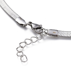 Stainless Steel Color Unisex 304 Stainless Steel Herringbone Chain Necklaces, with Lobster Claw Clasps, Stainless Steel Color, 17.63 inch(44.8cm), 4.3mm