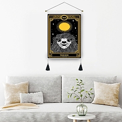 Sun Tarot Polyester Skull Pattern Wall Hanging Tapestry, for Bedroom Living Room Decoration, Rectangle, Sun, Picture: 500x350mm