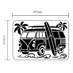 Автомобиль Большие пластиковые многоразовые шаблоны трафаретов для рисования, для росписи по скрапбуку ткань плитка напольная мебель дерево, прямоугольные, модель автомобиля, 297x210 мм