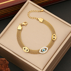 1# Stylish Stainless Steel Bracelet with Turquoise Eye and Butterfly Charm B370