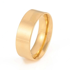 Золотой 201 кольца плоские плоские из нержавеющей стали, широкая полоса кольца, золотые, размер США 12 (21.4 мм), 8 мм