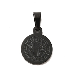 Черный Плоские круглые с Сан-Бенито и слова 304 прелести из нержавеющей стали, чёрные, 15x12x1.2 мм, отверстие : 4x6.5 мм