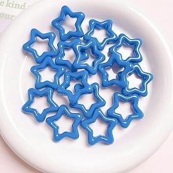 Dodger Blue Spray Painted Acrylic Linking Ring, Star Connector, Dodger Blue, 27x27mm, Inner Diameter: 15x15mm