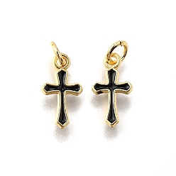 Черный Латунь эмаль прелести, с целью перехода в кольце, корсетное очарование, стойки покрытие, без кадмия и без свинца, долговечный, золотые, чёрные, 11.5x6x1.5 мм, отверстие : 2.6 мм