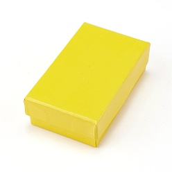 Yellow Cardboard Jewelry Pendant/Earring Boxes, 2 Slots, with Black Sponge, for Jewelry Gift Packaging, Yellow, 8.4x5.1x2.5cm