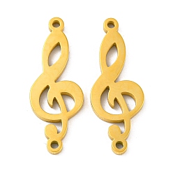 Real 14K Gold Plated 304 Stainless Steel Connector Charms, Musical Note Links, Real 14K Gold Plated, 23x8.5x1.4mm, Hole: 1.2mm