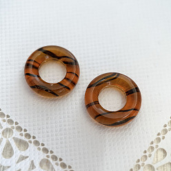 Sienna Czech Glass Beads, No Hole, Donut, Sienna, 14mm