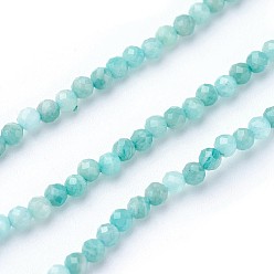 Amazonite Natural Amazonite Beads Strands, Faceted, Round, 2~2.5mm, Hole: 0.5mm, about 180~200pcs/strand, 14.5~16.1 inch(37~41cm)