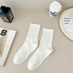 White Cotton Knitting Socks, Ribbed Winter Warm Thermal Socks, White, 250x70mm