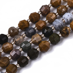 Ocean Jasper Natural Ocean Jasper Beads Strands, Oval, Faceted, 6x5~6mm, Hole: 0.8mm, about 51~53pcs/strand, 14.57 inch~15.15 inch(37~38.5cm)