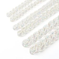 Clear AB 3 Strands 3 Styles Handmade Transparent Acrylic Curb Chains, Twisted Chain, Clear AB, 18.5x13x4mm, 23x17x4.5mm, 30x21x6.5mm, , 39.37 inch(1m)/strand, 3 strands/set
