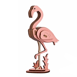 Flamingo Shape DIY Wooden Assembly Animal Toys Kits for Boys and Girls, 3D Puzzle Model for Kids, Children Intelligence Toys, Flamingo Pattern, 70x36x128mm