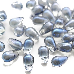 Royal Blue Transparent Czech Glass Beads, Top Drilled, Teardrop, Royal Blue, 9x6mm