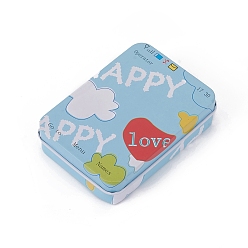 Colorful Tinplate Storage Box, Jewelry Box, for DIY Candles, Dry Storage, Spices, Tea, Candy, Party Favors, Rectangle with Word Happy & Love, Colorful, 9.6x7x2.2cm