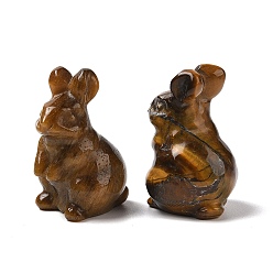 Тигровый глаз Натуральные украшения для выставки скульптур тигрового глаза, для домашнего офисного стола, кролик, 38~39.5x24~25.5x21~22 мм