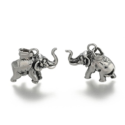 Antique Silver Retro 316 Surgical Stainless Steel Elephant Pendants, Antique Silver, 24.5x32x11mm, Hole: 5x9mm
