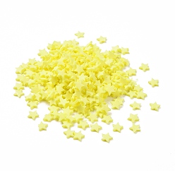 Yellow Handmade Polymer Clay Cabochons, Star, Yellow, 5x5x1mm