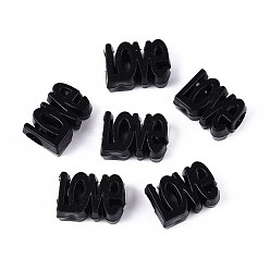 Черный Непрозрачный акрил европейского бисера, большое отверстие, Слово любовь, чёрные, 16.5x11.5x7 мм, отверстие : 5 мм, Около 600 шт / 500 г