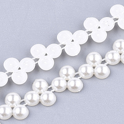 Creamy White ABS Plastic Imitation Pearl Beaded Trim Garland Strand, Great for Door Curtain, Wedding Decoration DIY Material, Creamy White, 11x3mm, 10yards/roll
