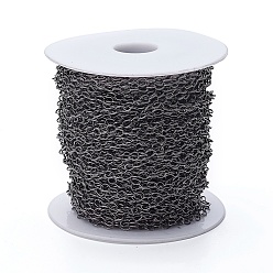 Gunmetal Iron Cable Chains, Unwelded, with Spool, Oval, Lead Free & Nickel Free, Gunmetal, 5x4x1mm, about 164.04 Feet(50m)/roll