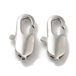 Real Platinum Plated Brass Lobster Claw Clasps, Real Platinum Plated, 12x6x2.8mm, Hole: 1mm