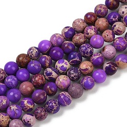 Темно-Фиолетовый Нити бусин из окрашенного натурального регалита/императорской яшмы/морского осадка яшмы, круглые, темно-фиолетовый, 4 мм, отверстие : 1.2 мм, около 45 шт / нитка, 7.68'' (19.5 см)