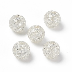 White Transparent Crackle Acrylic Bead, Round, White, 14x12.5mm, Hole: 3.7mm, 375pcs/500g