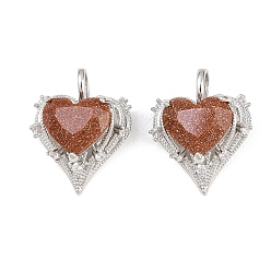 Индийский Красный Латунные микропаве прозрачные подвески с фианитом, cmолой, сердце прелести, долговечный, стойки покрытие, платина, с блеском порошок, Индийская красная, 19x15x7 мм, отверстие : 4x2.5 мм