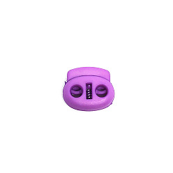 Medium Orchid Nylon Cord Locks Clip Ends, Double Hole Drawstring Stopper Fastener Buttons, Medium Orchid, 1.8x2cm, Hole: 4mm