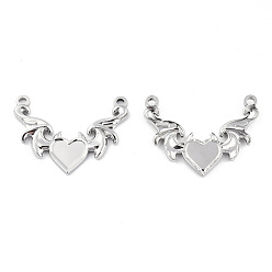 Нержавеющая Сталь Цвет Не тускнеющие 201 подвески из нержавеющей стали, злое сердце с очарованием крыльев, цвет нержавеющей стали, 23.5x30x2.5 мм, отверстие : 1.8 мм