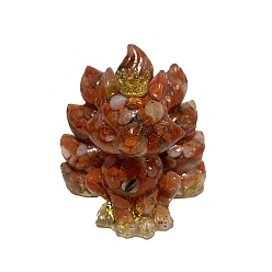 Red Agate 9-Tailed Fox Red Agate Display Decorations, Gems Crystal Ornament, Resin Home Decorations, 60x45x60mm