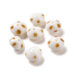Camel Handmade Lampwork Beads, Rondelle with Polka Dots Pattern, Camel, 14x9mm, Hole: 1mm
