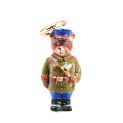 Медведь 304 нержавеющей стальной эмали подвески, прелести животных, золотые, нести прелести, 19.5x8.5x6 мм, отверстие : 3.7 мм