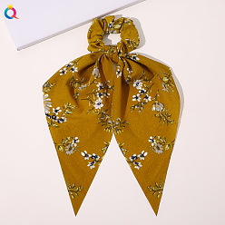 Floral Triangle Scarf - Yellow Chic Floral Hair Accessory for Women - Triangle Ribbon Peony Bow Scrunchie Headband