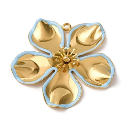 Светло-Синий 304 нержавеющей стальной эмали подвески, , вакуумное покрытие pvd, реальный 18 k позолоченный, голубой, 54x55.5x5.5 мм, отверстие : 3.2 мм