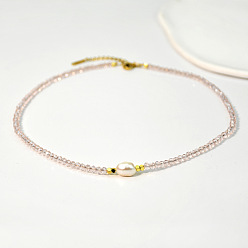 Pink Ожерелья из натурального пресноводного жемчуга и стеклянных бусин для женщин, розовые