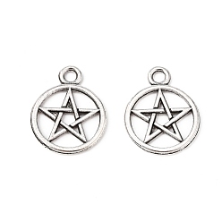 Античное Серебро Тибетский стиль кольцо сплава со звездой подвесками, без кадмия и без свинца, античное серебро, 25x20x2 мм, Отверстие : 3 мм , около 617 шт / 1000 г