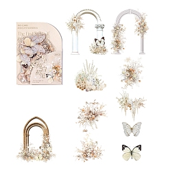 Antique White 20Pcs Flower Arch Waterproof PET Decorative Stickers, Self-adhesive Butterfly Decals, for DIY Scrapbooking, Antique White, 40~90mm