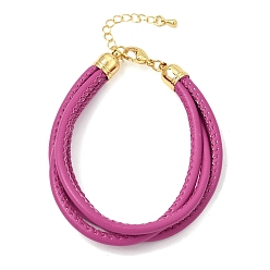 Old Rose Microfiber Leather Multi-strand Cord Bracelets Makings, with Brass Findings and 202 Stainless Steel Lobster Claw Clasps, Golden, Old Rose, 7.48 inch(19cm)