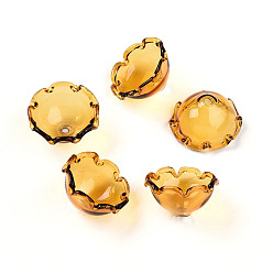 (932FM) Темно-синий аква-матовый с подкладкой Конус из стеклянных бусин для изготовления колокольчиков, мульти-лепесток, цветок, темно-золотистые, 21~24.5x13 мм, отверстие : 2 мм