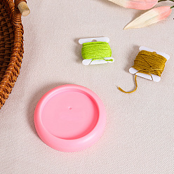Pink Magnetic Needle Storage Case, Stitching Sewing Pin Plastic Box, Flat Round, Pink, 70mm
