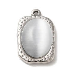 Stainless Steel Color 304 Stainless Steel Charms, with Cat Eye, Magic Mirror with Oval Charms, Stainless Steel Color, 23x15x6.5mm, Hole: 1.5mm