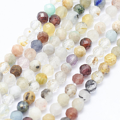 Mixed Color Natural Mixed Stone Beads Strands, Faceted, Round, Mixed Color, 3~3.5mm, Hole: 0.5mm, about 130~138pcs/strand, 15.1 inch~15.5 inch(38.5~39.5cm)
