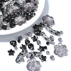 Черный 120шт 12 стили смешанные стили акриловые бусины, разнообразные, чёрные, 4~32x4~15x4~8 мм, отверстие : 1~2.2 мм, 10 шт / стиль