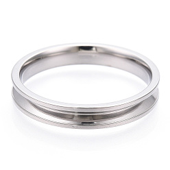 Нержавеющая Сталь Цвет 201 Нержавеющая сталь рифленая кольцевая рифленая, кольцевой сердечник, для изготовления инкрустации, цвет нержавеющей стали, внутренний диаметр: 21 мм, широк: 4 мм