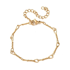 Золотой 304 Браслеты из нержавеющей стали с витыми звеньями в виде бантика для женщин, ионное покрытие (ip), долговечный, золотые, 5.59 дюйм (14.2 см)