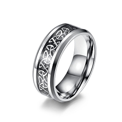 Stainless Steel Color Titanium Steel Triquetra/Trinity Knot Finger Rings for Men Women, Stainless Steel Color, Inner Diameter: 18.2mm